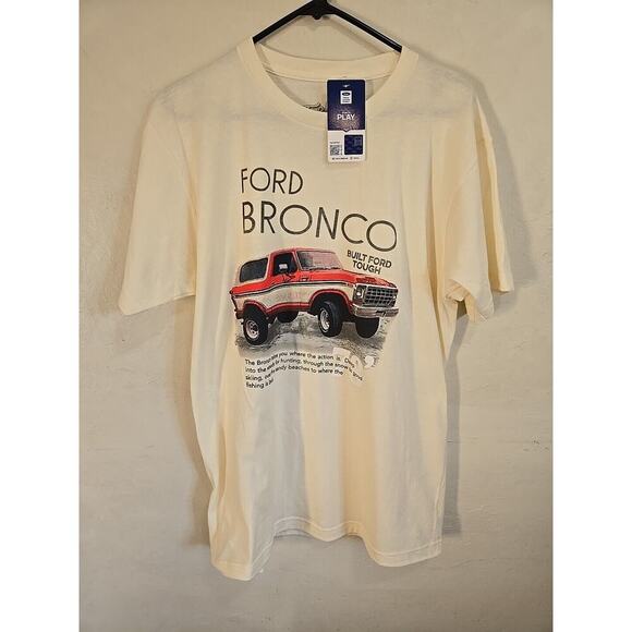 FORD VINTAGE 78 BRONCO T SHIRT MENS LARGE L WHITE CLASSIC 4X4 RETRO PULLOVER NWT - Picture 1 of 9
